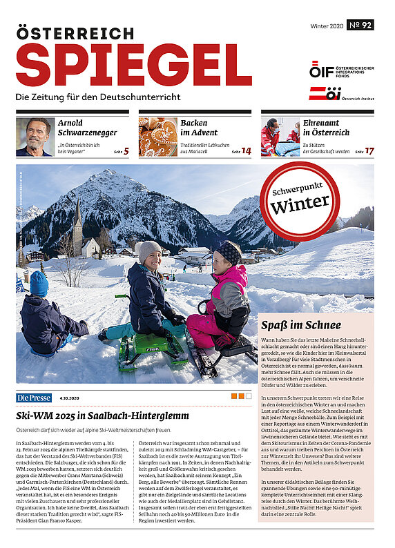 Die Ausgabe 92 des Österreich Spiegel mit dem Titel "Winter".