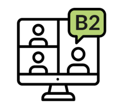 Icon für Online-Kursraum B2 in dunkelgrün