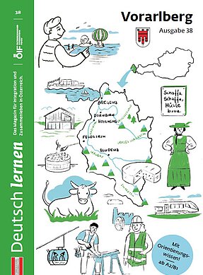 Coverbild der Ausgabe 38 des Unterrichtsmagazins Deutsch lernen mit dem Titel „Vorarlberg“.