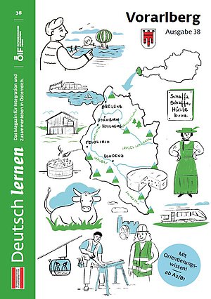 Coverbild der Ausgabe 38 des Unterrichtsmagazins Deutsch lernen mit dem Titel „Vorarlberg“.