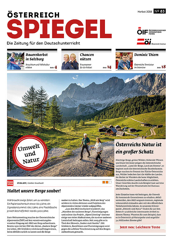 Die Ausgabe 83 des Österreich Spiegel mit dem Titel "Umwelt und Natur".