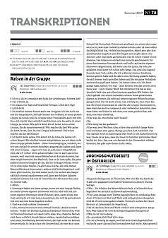Transkriptionen zu allen Hörbeiträgen der 78. Ausgabe des Österreich Spiegel.