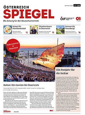 Coverbild der Ausgabe 113 der Zeitschrift Österreich Spiegel mit dem Titel "Kultursommer Österreich". 