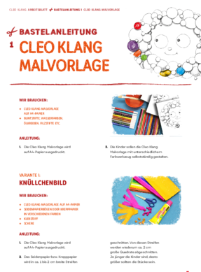 Praxismaterialien zum Kinderbuch „Cleo Klang“. 
