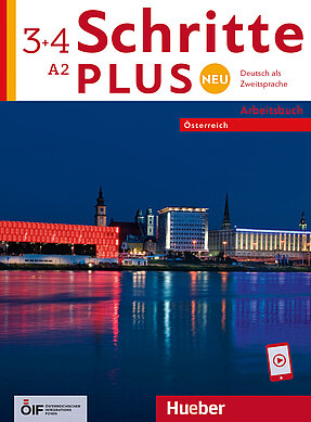 Coverbild des Arbeitsbuches Schritte Plus neu 3+4 für die Niveaustufe A2.