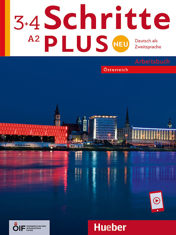 Coverbild des Arbeitsbuches Schritte Plus neu 3+4 für die Niveaustufe A2.