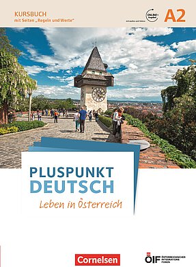 Coverbild des Kursbuches Pluspunkt Deutsch für die Niveaustufe A2.