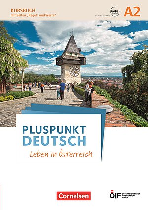 Coverbild des Kursbuches Pluspunkt Deutsch für die Niveaustufe A2.