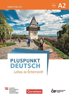 Coverbild des Arbeitsbuches Pluspunkt Deutsch für die Niveaustufe A2.