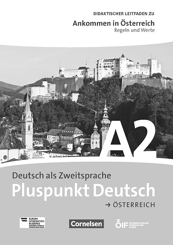 Coverbild des Leitfaden zu Wertevermittlung für das  Kursbuch Pluspunkt Deutsch für die Niveaustufe A2.