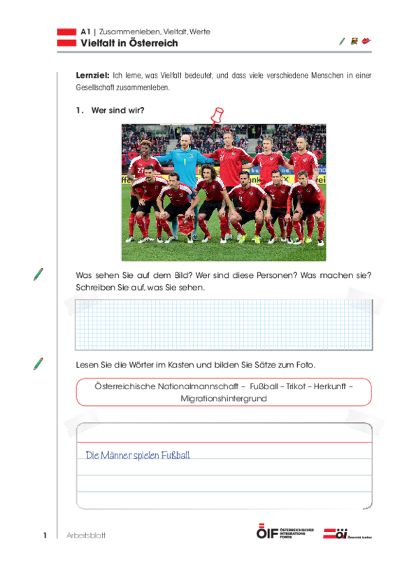 Eine Einheit mit Schwerpunkt Österreich mit dem Titel  "Vielfalt in Österreich" für die Niveaustufe A1