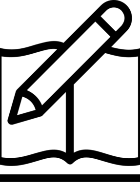 Ein Icon mit einem Buch und Stift. (c) by Vectors Market from The Noun Project