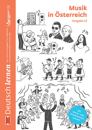 Coverbild der Ausgabe 22 des Unterrichtsmagazins Deutsch lernen mit dem Titel „Musik in Österreich“.