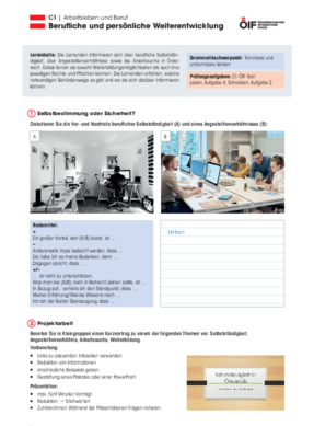 Eine Einheit mit Schwerpunkt Österreich mit dem Titel "Berufliche und persönliche Weiterentwicklung" für die Niveaustufe C1. 