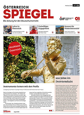 Coverbild der Ausgabe 111 der Zeitschrift Österreich Spiegel mit dem Titel "Musikland Österreich". 