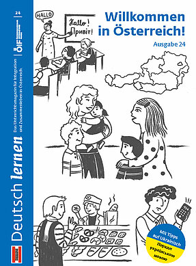 Coverbild der Ausgabe 24 des Unterrichtsmagazins Deutsch lernen mit dem Titel „Willkommen in Österreich“.