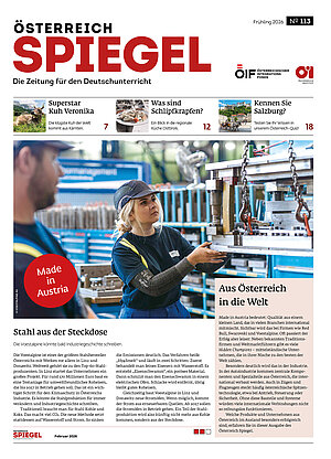 Coverbild der Ausgabe 113 der Zeitschrift Österreich Spiegel mit dem Titel "Made in Austria". 