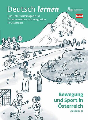 Coverbild der Ausgabe 12 des Unterrichtsmagazins Deutsch lernen mit dem Titel „Bewegung und Sport in Österreich“.