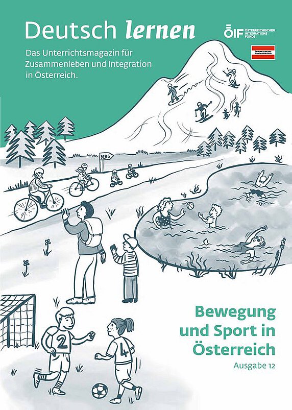 Coverbild der Ausgabe 12 des Unterrichtsmagazins Deutsch lernen mit dem Titel „Bewegung und Sport in Österreich“.