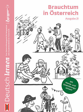 Coverbild der Ausgabe 21 des Unterrichtsmagazins Deutsch lernen mit dem Titel „Brauchtum in Österreich“.