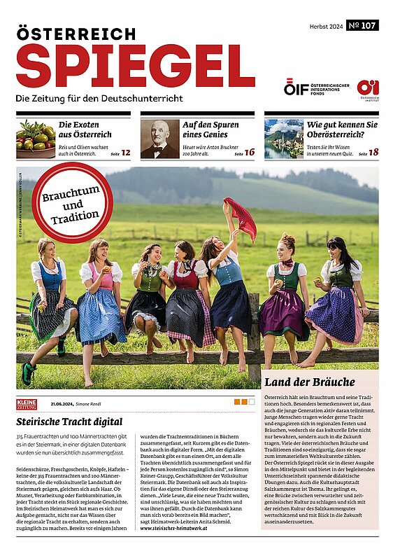 Coverbild der Ausgabe 107 der Zeitschrift Österreich Spiegel mit dem Thema Brauchtum und Tradition..