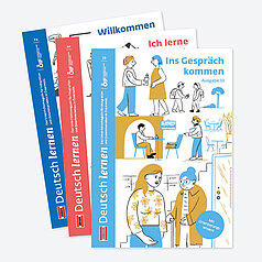 Drei Ausgaben übereinander gefächert von Deutschlernen Magazin.