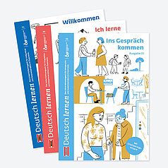 Drei Ausgaben übereinander gefächert von Deutschlernen Magazin.