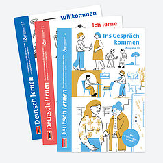 Drei Ausgaben übereinander gefächert von Deutschlernen Magazin.