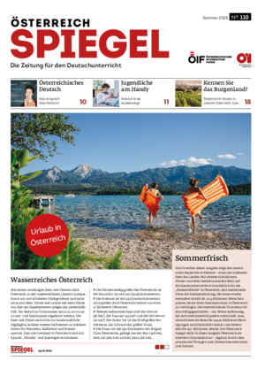 Coverbild der Ausgabe 110 der Zeitschrift Österreich Spiegel mit dem Thema „Urlaub in Österreich“.