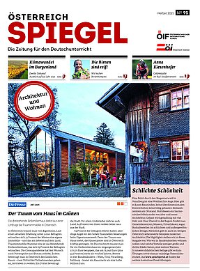 Coverbild der Ausgabe 95 der Zeitschrift Österreich Spiegel mit dem Titel "Architektur und Wohnen".