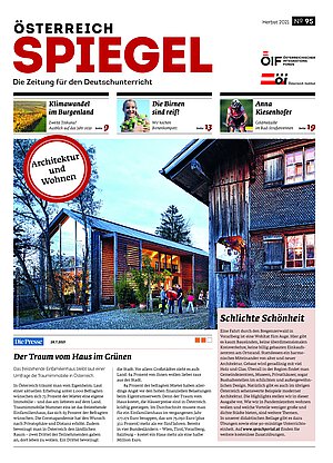 Coverbild der Ausgabe 95 der Zeitschrift Österreich Spiegel mit dem Titel "Architektur und Wohnen".