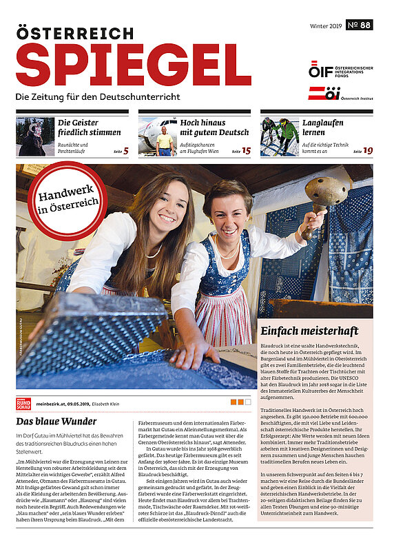 Die Ausgabe 88 des Österreich Spiegel mit dem Titel "Handwerk in Österreich".