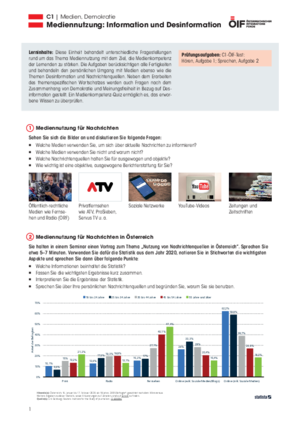 Eine Einheit mit Schwerpunkt Österreich mit dem Titel "Mediennutzung" für die Niveaustufe C1.