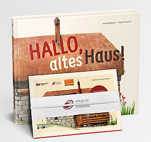 Coverbild des Kinderbuchs Hallo altes Haus mit Bildkarten.