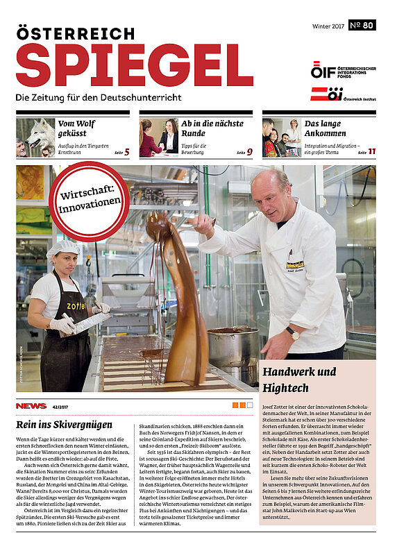 Die Ausgabe 80 des Österreich Spiegel mit dem Titel "Wirtschaft: Innovationen".