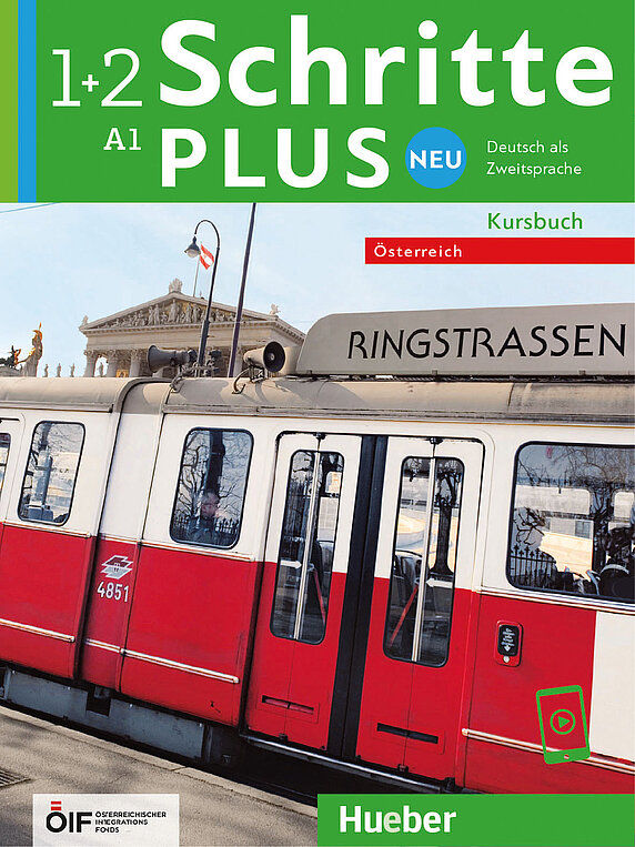 Coverbild des Kursbuches Schritte Plus neu 1+2 für die Niveaustufe A1.