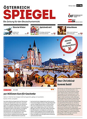 Coverbild der Ausgabe 96 der Zeitschrift Österreich Spiegel mit dem Titel "Advent und Weihnachten".