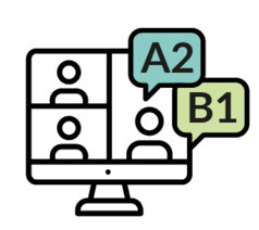 Icon für Online-Kursraum A2 und B1 in dunkelblau und hellgrün