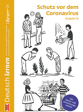 Coverbild der Ausgabe 16 des Unterrichtsmagazins Deutsch lernen mit dem Titel „Schutz vor dem Coronavirus“.