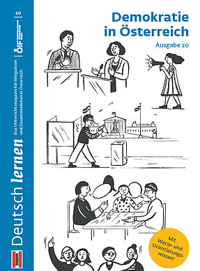 Coverbild der Ausgabe 20 des Unterrichtsmagazins Deutsch lernen mit dem Titel „Demokratie in Österreich“.