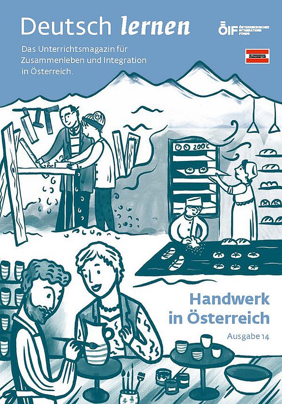 Coverbild der Ausgabe 14 des Unterrichtsmagazins Deutsch lernen mit dem Titel „Handwerk in Österreich“.