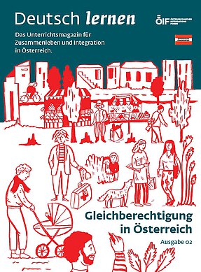 Coverbild der Ausgabe 02 des Unterrichtsmagazins Deutsch lernen mit dem Titel „Gleichberechtigung in Österreich“.