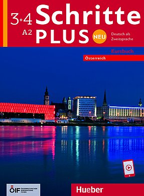Coverbild des Kursbuches Schritte Plus neu 3+4 für die Niveaustufe A2.