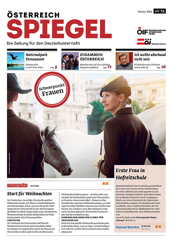 Die Ausgabe 76 des Österreich Spiegel mit dem Titel "Schwerpunkt Frauen".