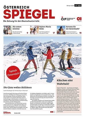 Coverbild der Ausgabe 112 der Zeitschrift Österreich Spiegel mit dem Titel "Typisch Österreich?". 