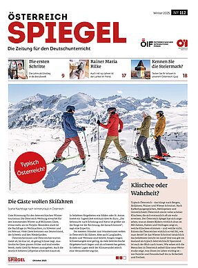 Coverbild der Ausgabe 112 der Zeitschrift Österreich Spiegel mit dem Titel "Typisch Österreich?". 