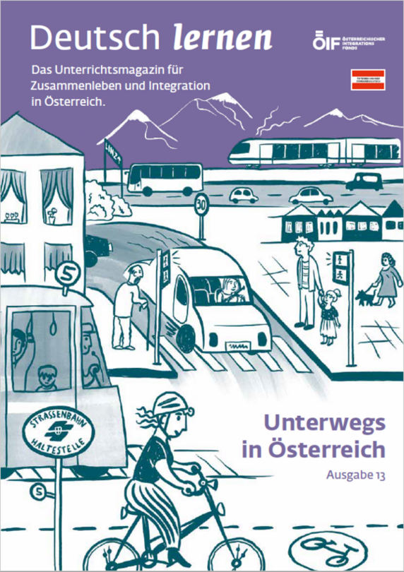 Coverbild der Ausgabe 13 des Unterrichtsmagazins Deutsch lernen mit dem Titel „Unterwegs in Österreich“.