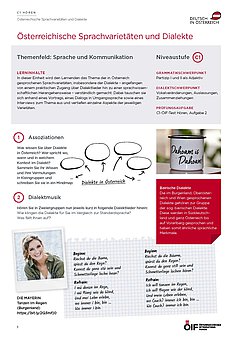 Lehr- und Lerneinheiten rund um C1-Hörtexte zu österreichische Sprachvarietäten und Dialekte.