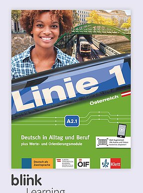 Coverbild des Kursbuches Linie 1 Österreich A2.1.