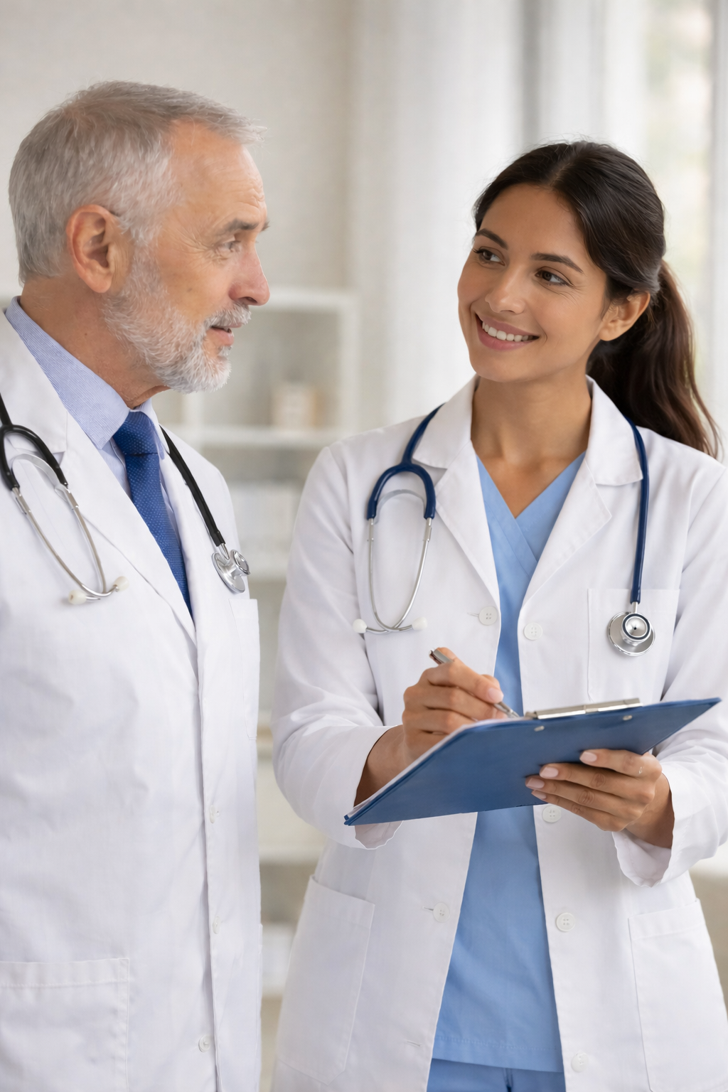 Das Bild wurde mit KI generiert, eine Ärztin schreibt den Arztbrief.